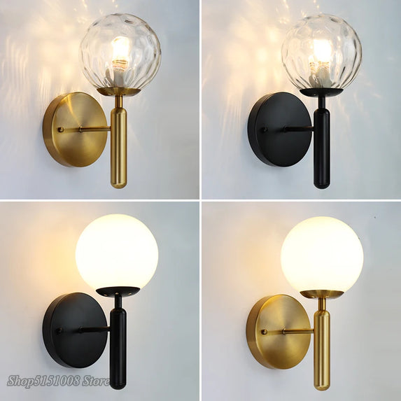 Nordic Modern Wall Lamp Bedroom Beside Glass Ball LED Wall Lights Wandlamp