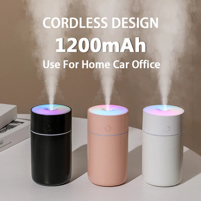 Colorful Portable Air Humidifier USB Rechargeable Wireless Home Car Mini Air Atomizer Aroma humidificador Essential Oil Diffuser