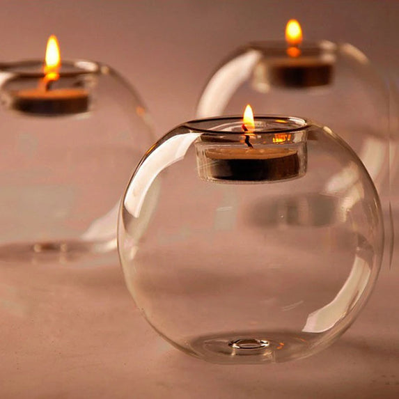 Clear Glass Tea Spot Candle Holder