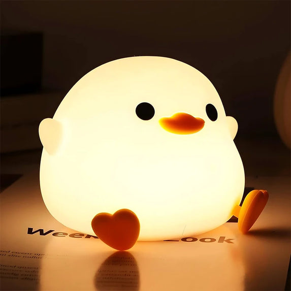 DoDo Duck Night Light, Cute Duck Lamp, Rechargeable Dimmable Nightlight, Silicone LED Bedside Lamp Nursery Touch-Sensitive