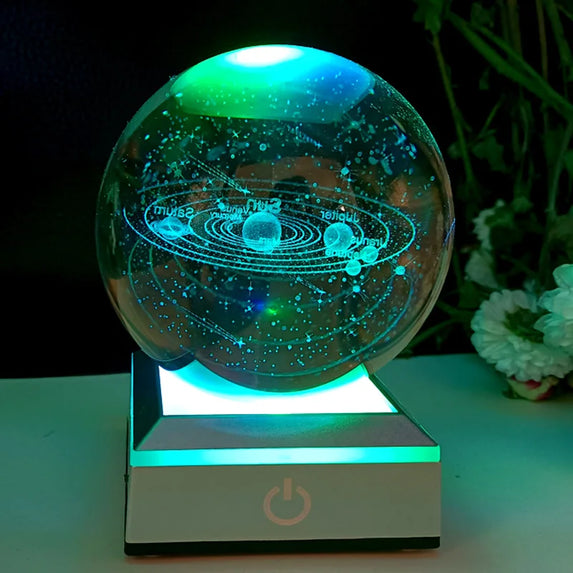 D Crystal Ball Laser Engraved Planet Crystal Ball Solar System Globe Astronomy Gift