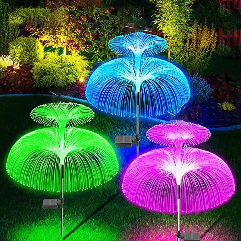 Fiber Optic Jellyfish Lawn Lights Outdoor Patio Villa Yard Decor