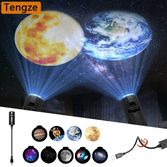 Star Projector Planet Projector Earth Moon Projection Lamp Background Atmosphere Led Night Light for Kids Bedroom Wall Decor New