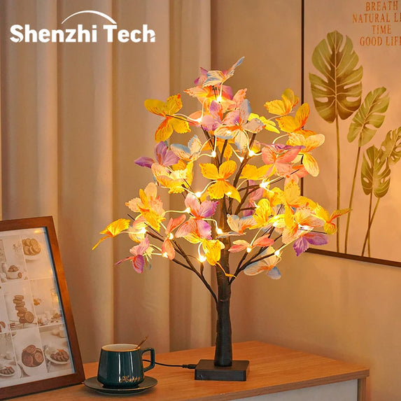 Tabletop Bonsai Tree Lights, Butterfly Tree Lamp, DIY Decorative LED Night Light,for Gift Party Holiday Camping Summer Home Deco