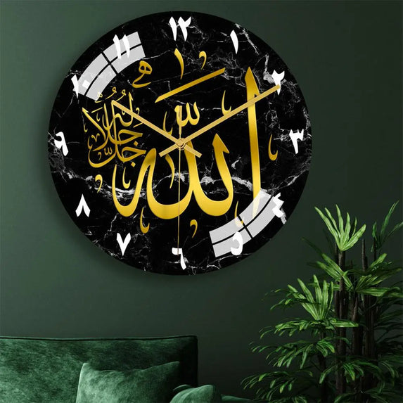 3D Acrylic Round Muslim Islamic Script Design Unique Clock Living Decoration Wall Room Bedroom Fashion Ramadan Home Wall Cl E3L4