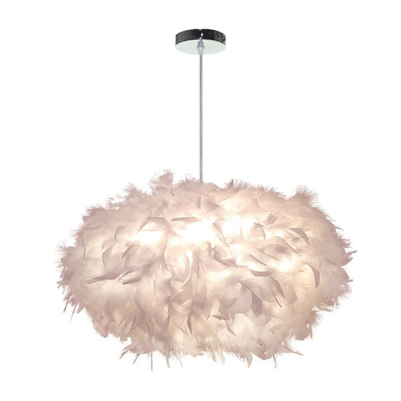 Fluffy Feather Pendant Light Modern E27 Lamp Holder Hanging Fairy