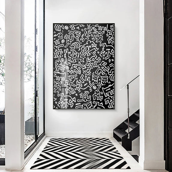 Nordic Abstract Wall Art Minimalist Geometric Lines Black and White HD Canvas Poster Prints