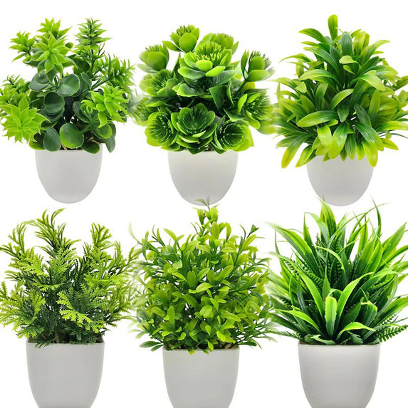 Artificial Plants with Plastics Pots Perfect Greenery for Home Decorations