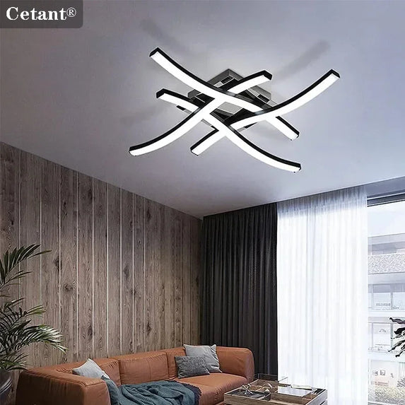 Modern LED Ceiling Light Long Wave Lamp Living Room Bedroom Study Corridor Aisle Entrance Balcony Home Decoration Lustre