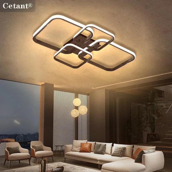 Modern LED Ceiling Light 4 Rings Black White Home Decor Lamp For Bedroom Living Room Restaurant Hotel Indoor Led Lighting Lustre